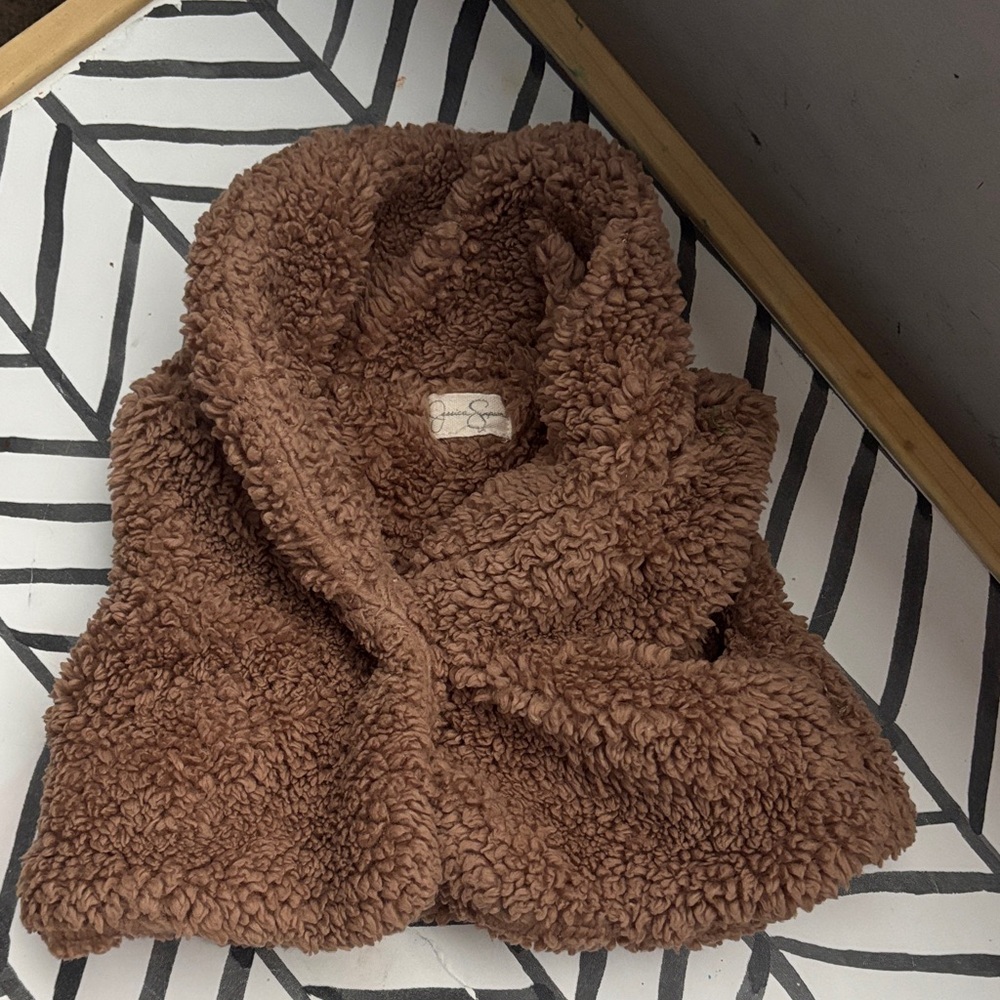 Cozy Brown Sherpa Vest: 3-6 months